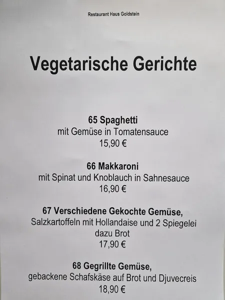 menu 0 of Restaurant Haus Goldstein