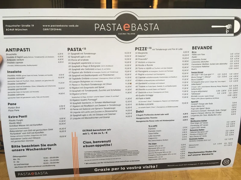 menu 0 of Pasta e Basta