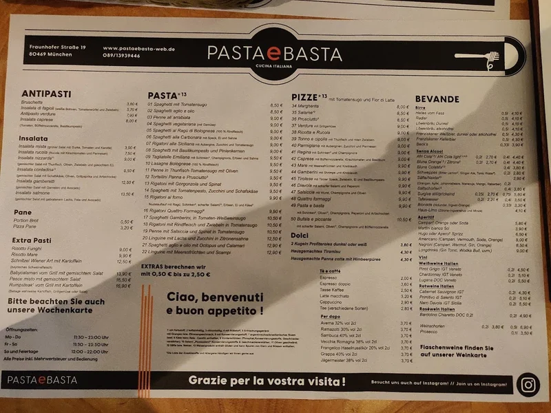 menu 1 of Pasta e Basta