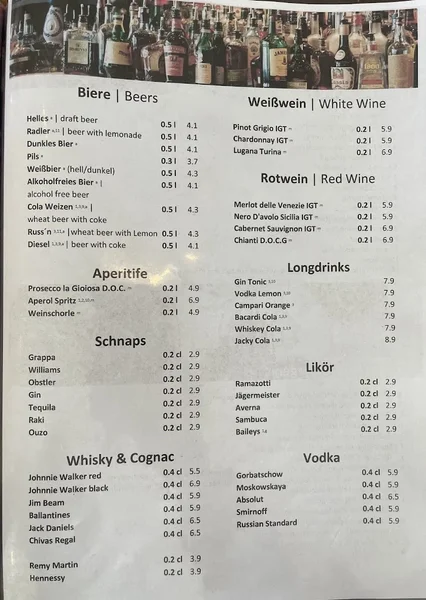 menu 0 of Pasto München