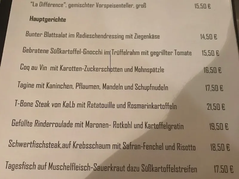 menu 1 of La Difference