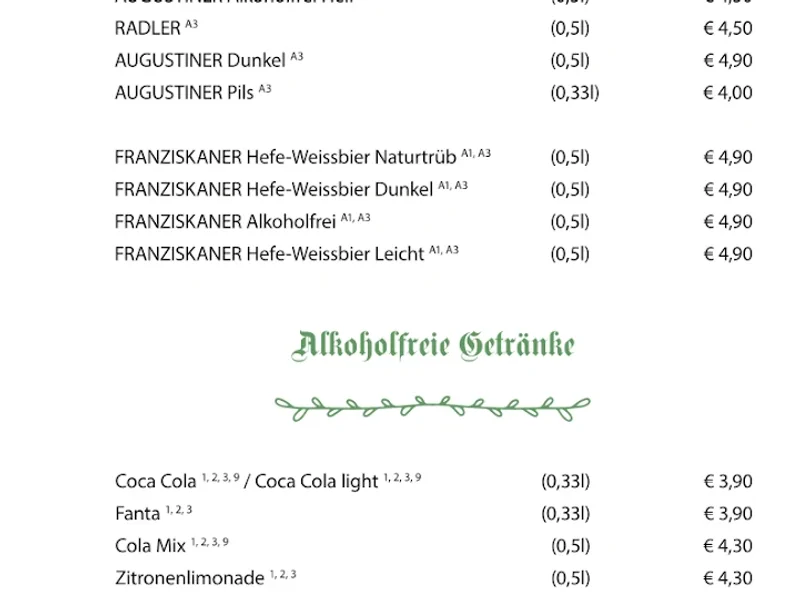 menu 1 of Zum Sollner Hirschen