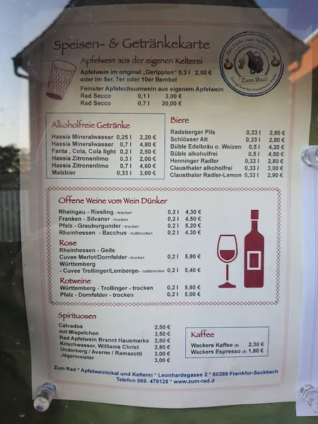 menu 0 of Zum Rad
