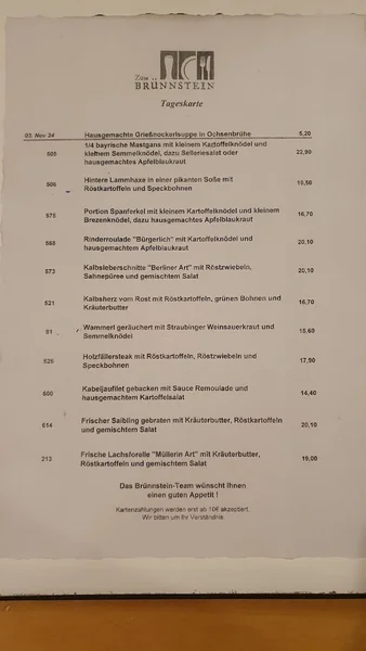 menu 0 of Zum Brünnstein