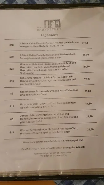 menu 1 of Zum Brünnstein