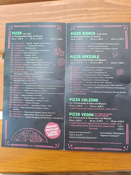 menu 2 of Pizzeria "Kruste + Vegan „ Leipzig