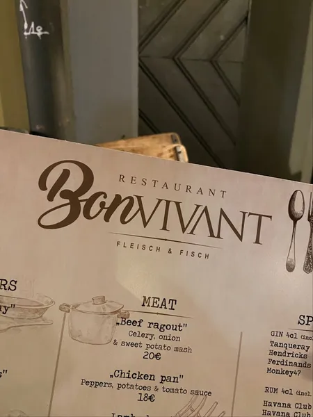 menu 2 of BonVivant Restaurant
