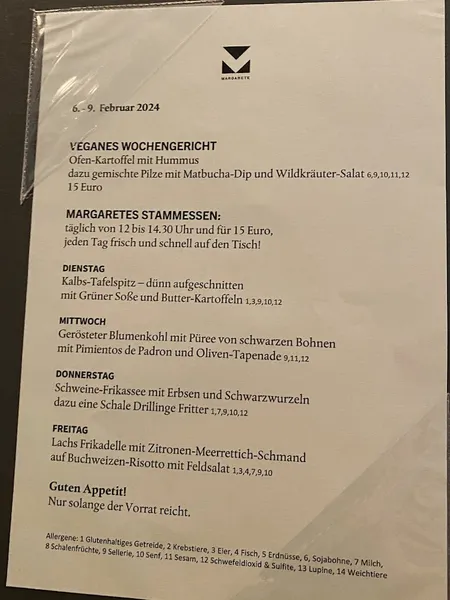 menu 0 of MARGARETE