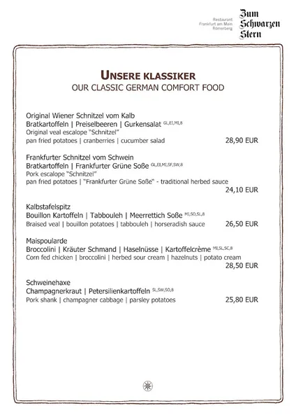 menu 1 of Schwarzer Stern