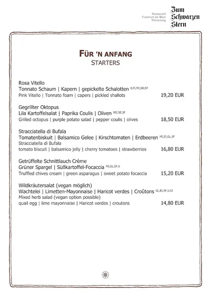 menu 2 of Schwarzer Stern