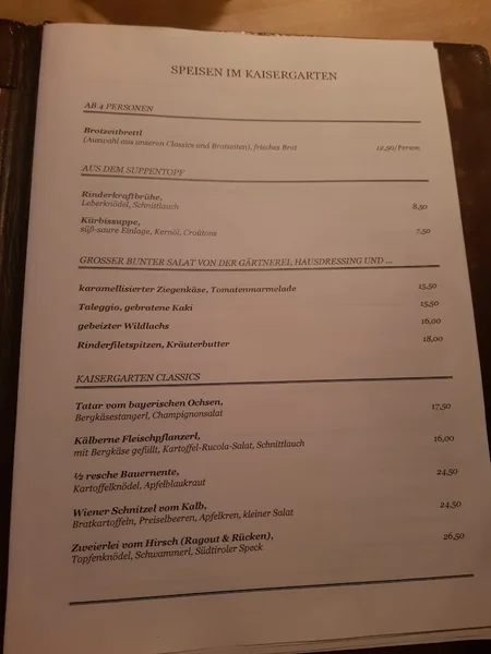 menu 2 of Kaisergarten