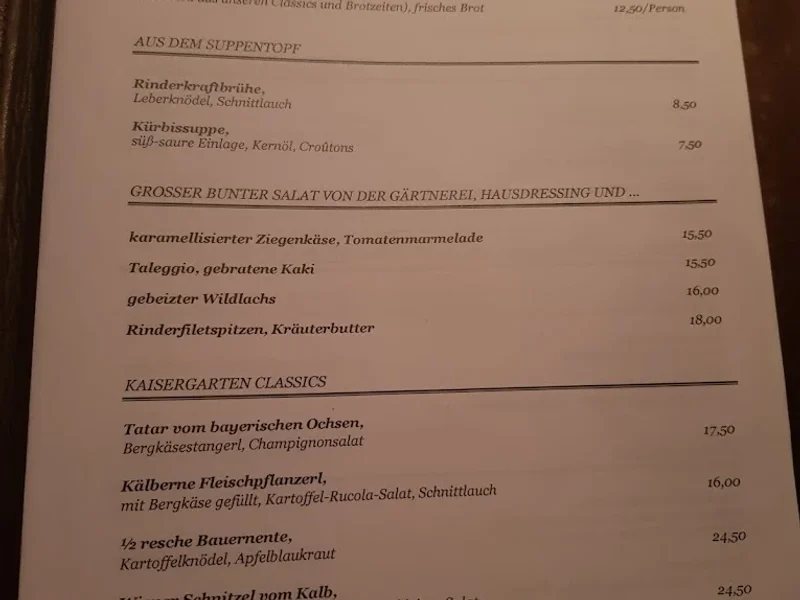 menu 2 of Kaisergarten