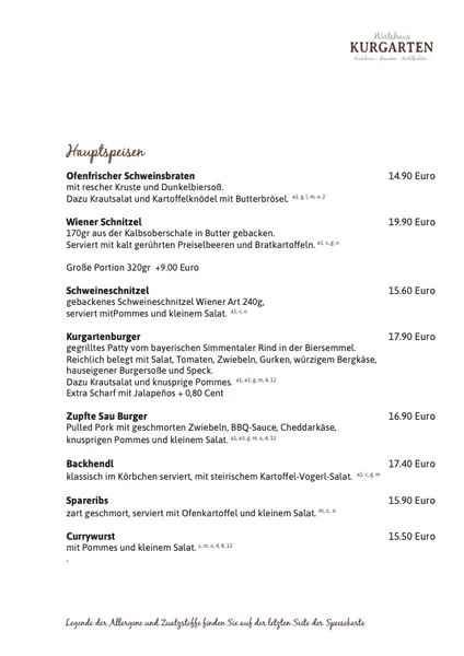 menu 2 of Wirtshaus Augustiner Kurgarten