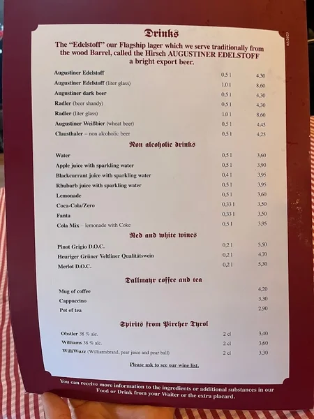 menu 0 of Augustiner-Keller