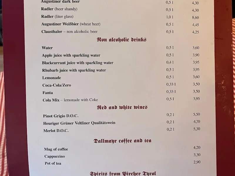 menu 0 of Augustiner-Keller