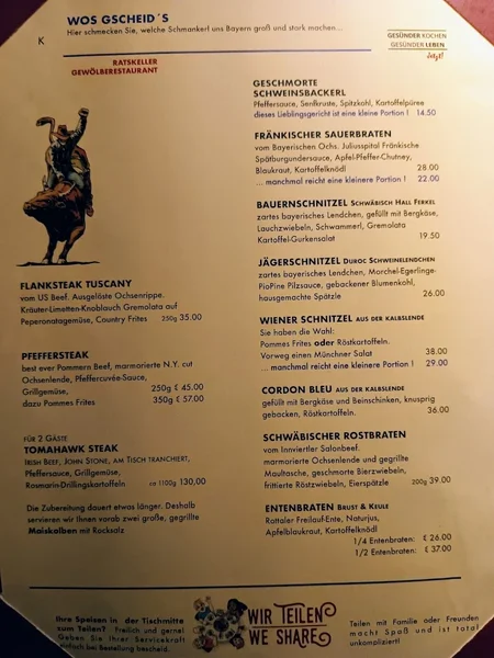 menu 2 of Ratskeller München