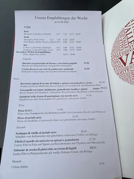 menu 1 of Valle