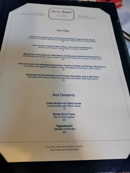 menu 0 of Erno's Bistro