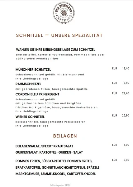 menu 0 of Gasthaus DER BIERMANN
