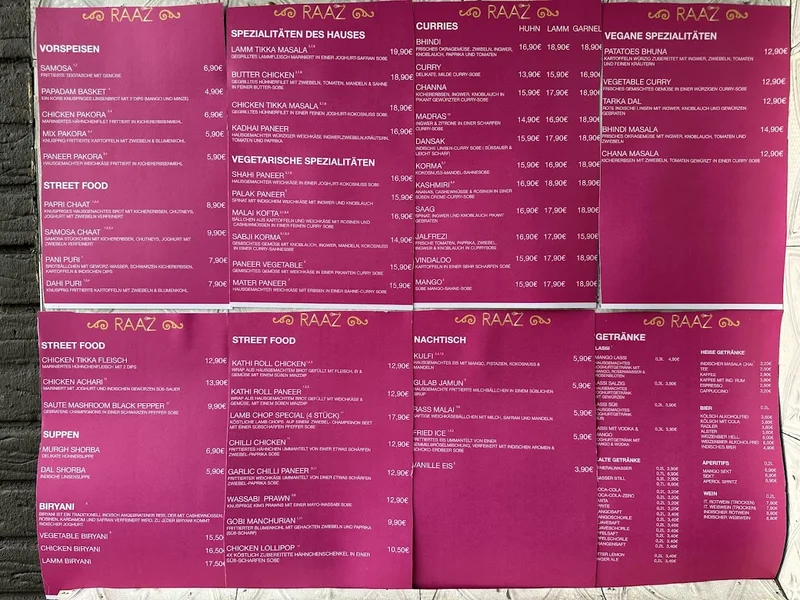 menu 1 of Raaz Indisches Spezialitäten Restaurant