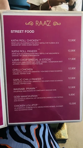 menu 2 of Raaz Indisches Spezialitäten Restaurant