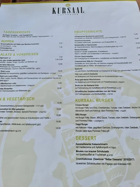 menu 0 of KURSAAL Gastronomie & Eventlocation