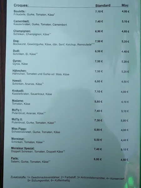 menu 1 of Zum Krokodil