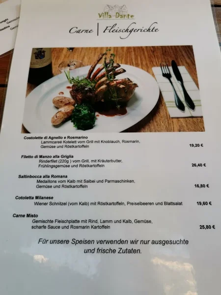 menu 1 of Villa Dante