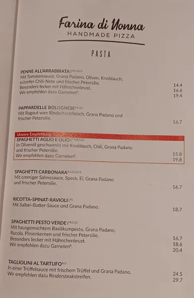 menu 1 of Farina di Nonna