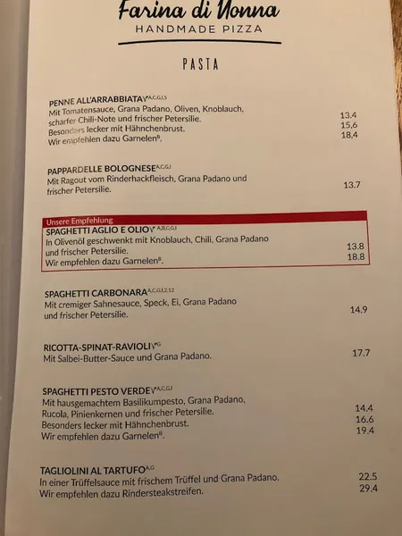 menu 2 of Farina di Nonna