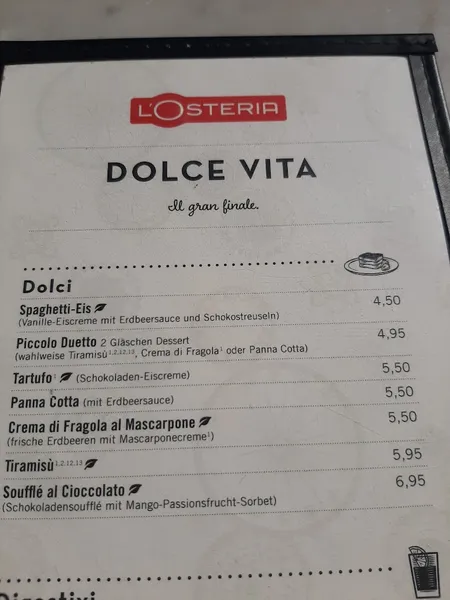 menu 1 of L'Osteria Dortmund
