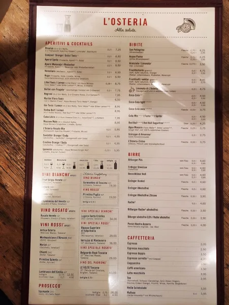 menu 2 of L'Osteria Dortmund