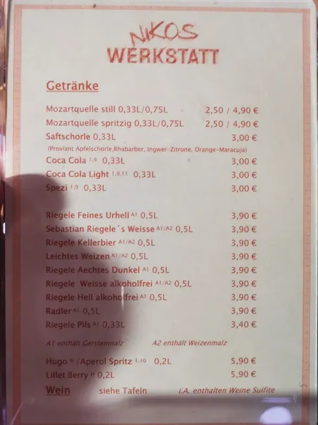 menu 0 of Bistro Nikos Werkstatt Enothek