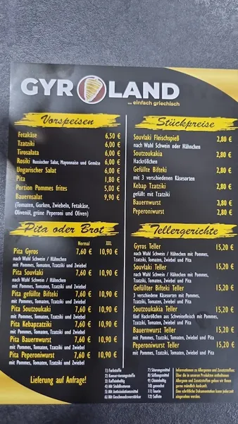 menu 0 of Restaurant Gyroland