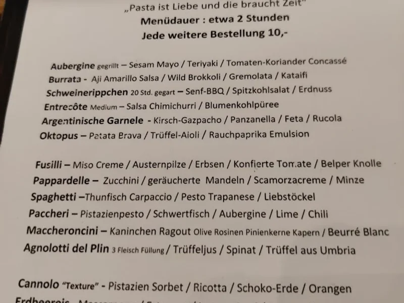 menu 2 of CARUSO Pastabar