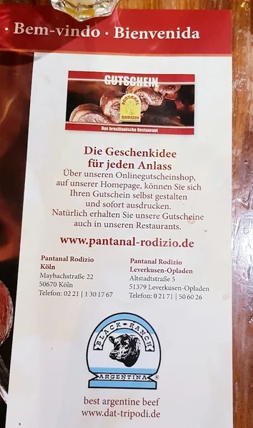 menu 0 of Restaurant Pantanal Rodizio Köln