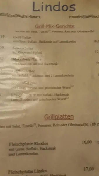 menu 2 of Restaurant Lindos
