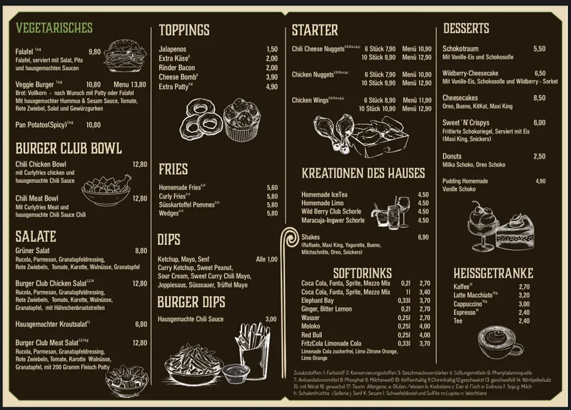 menu 0 of The Burger Club