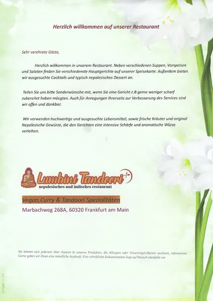 menu 0 of Lumbini Tandoori King - Indian and Nepalese Restaurant