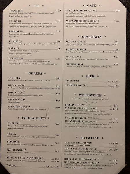 menu 0 of An Vegan House