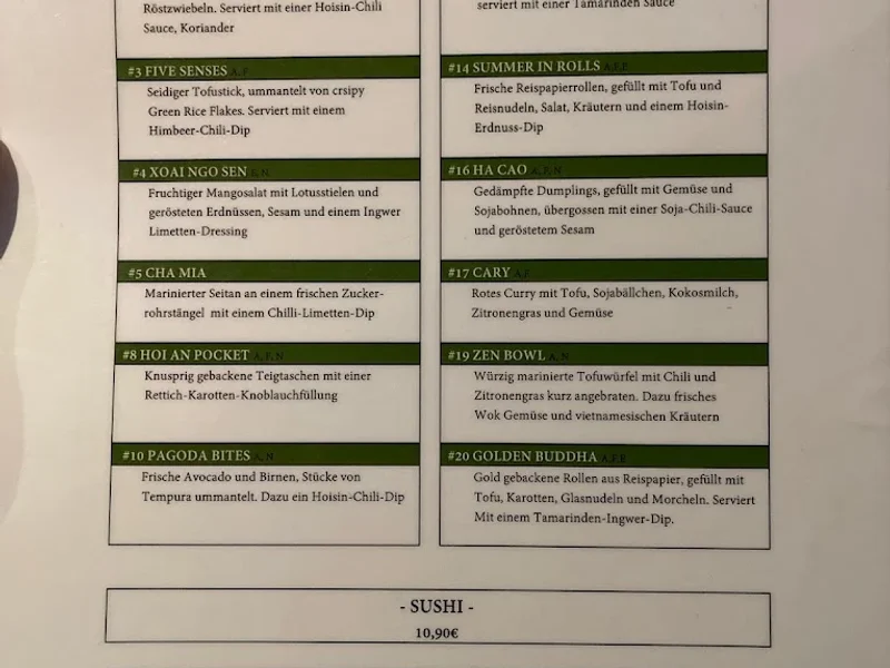 menu 1 of An Vegan House