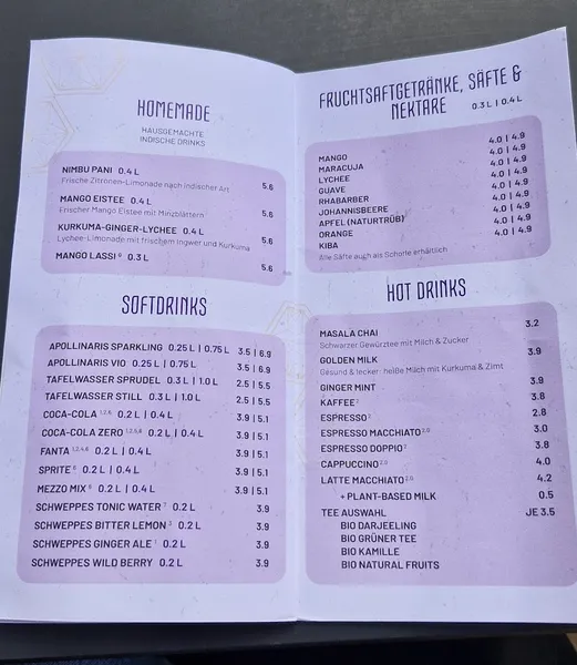menu 1 of SVAAdish Winterhude