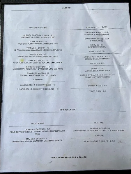 menu 1 of Vous Restaurant & Bar