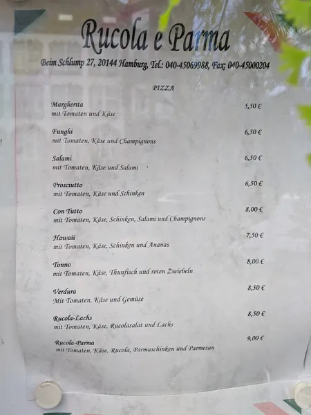 menu 0 of Rucola e Parma