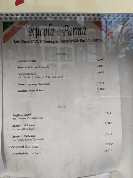 menu 1 of Rucola e Parma