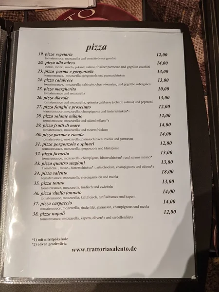 menu 2 of Trattoria Salento