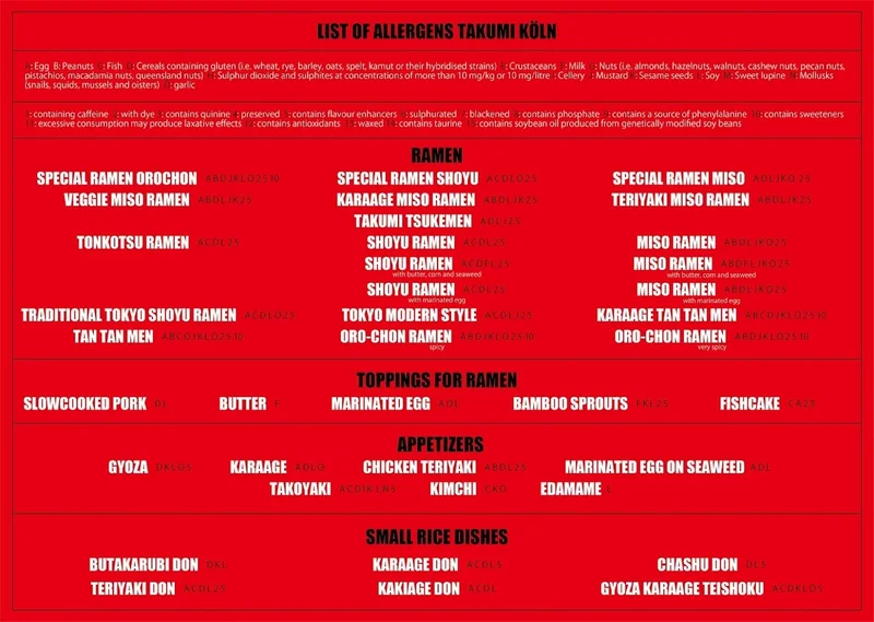 menu 0 of Takumi - Japanisches Ramen Restaurant