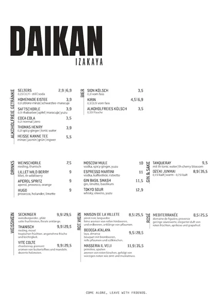 menu 0 of DAIKAN IZAKAYA (Nippes)