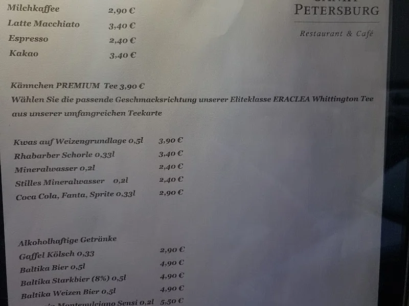 menu 0 of Restaurant Sankt Petersburg