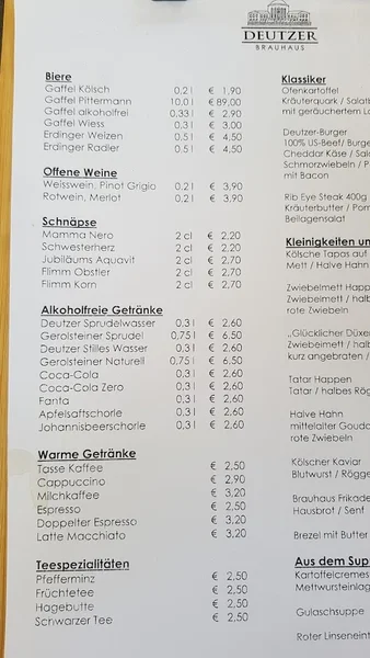 menu 1 of Deutzer Brauhaus